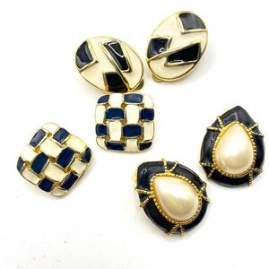 Vintage Clip-On Earrings Bundle of Three Pairs Gold Tone